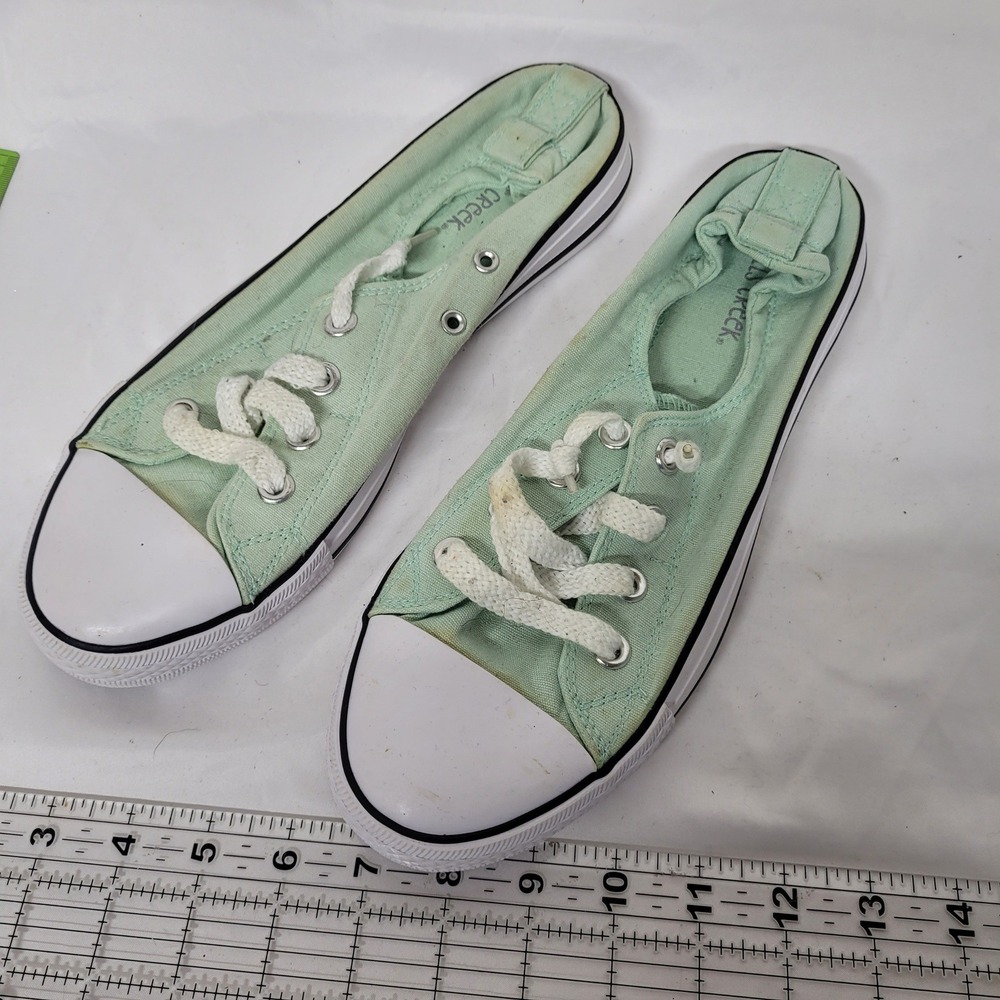 Falls Creek Jasmin II Mint Green Canvas Slip On Sneakers Womens 10M Low Top